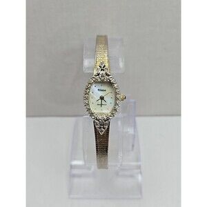 Dufonte Lucien Piccard Womens Diamond Watch Gold Tone Dainty Dress New Battery